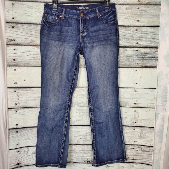 Maurices Straight Leg Jeans Women’s Size 13/14 Regular Blue Stretch Denim - Picture 1 of 6